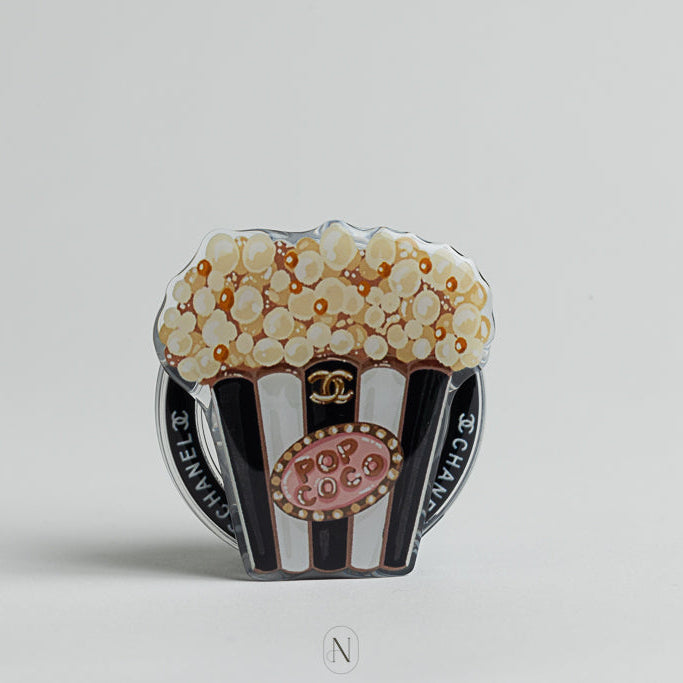 Popcorn-themed decorative Chanel bag phone grip