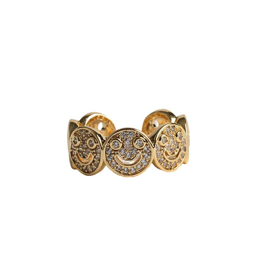Gold pave smiley Ring