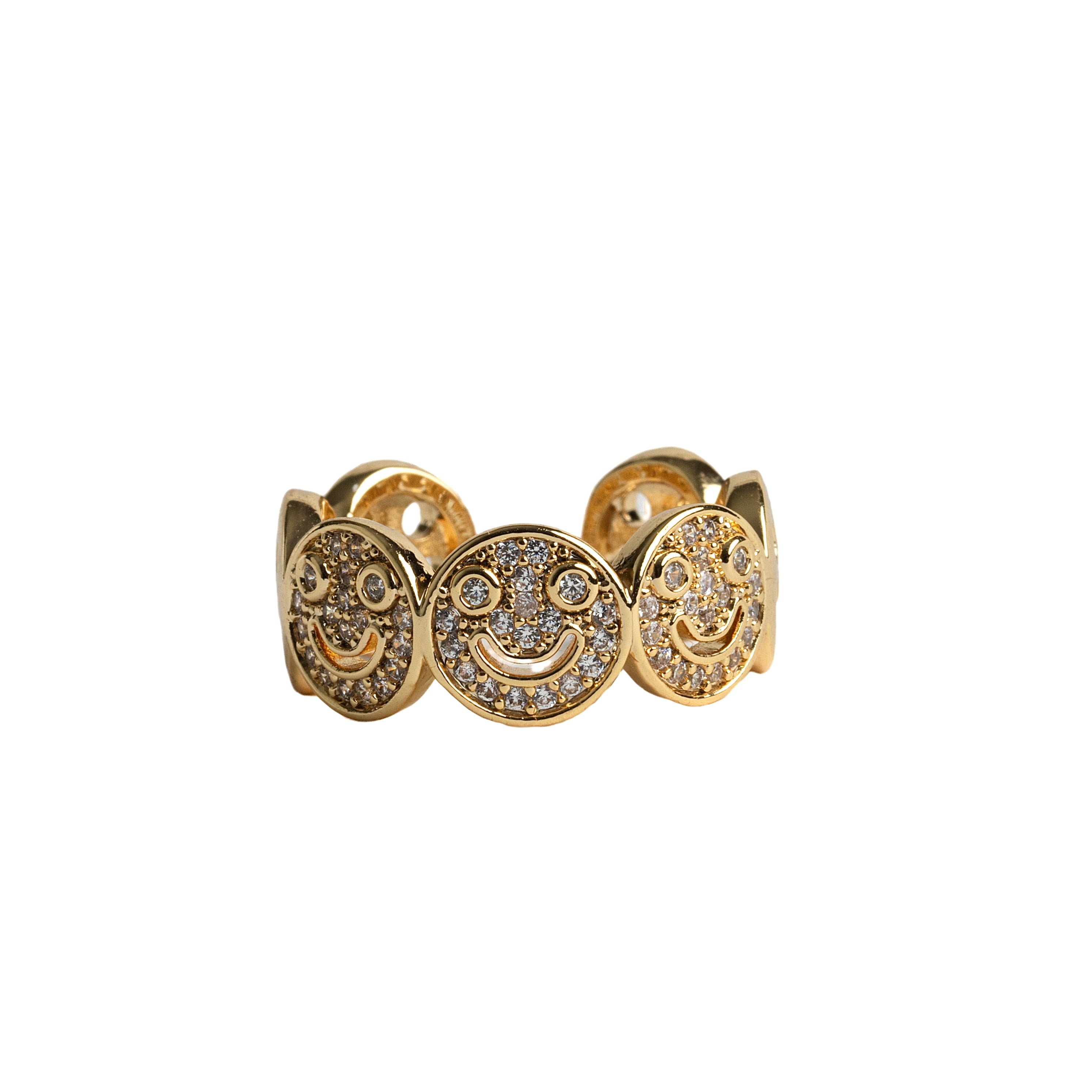 Gold pave smiley Ring