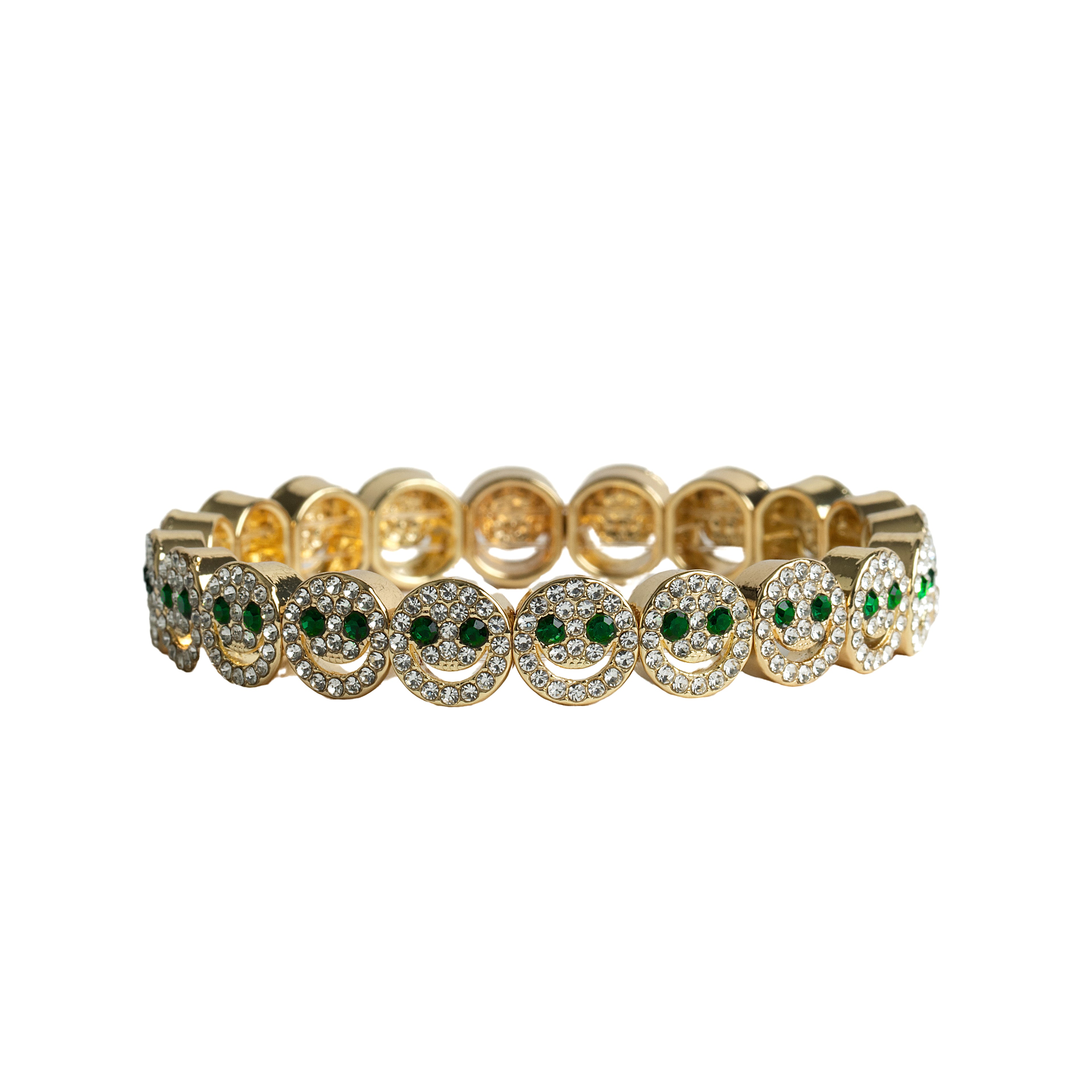 Emoji smiley bracelet, Green eyed zircon